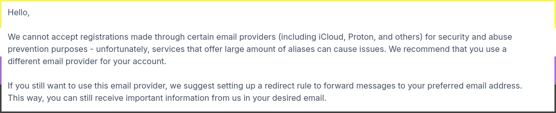 hyfetch's tweet photo. @VRChat how is proton or riseup less secure than outlook or gmail 

like you legit have to be invited to get a riseup email https://t.co/LsfcZZBgxr