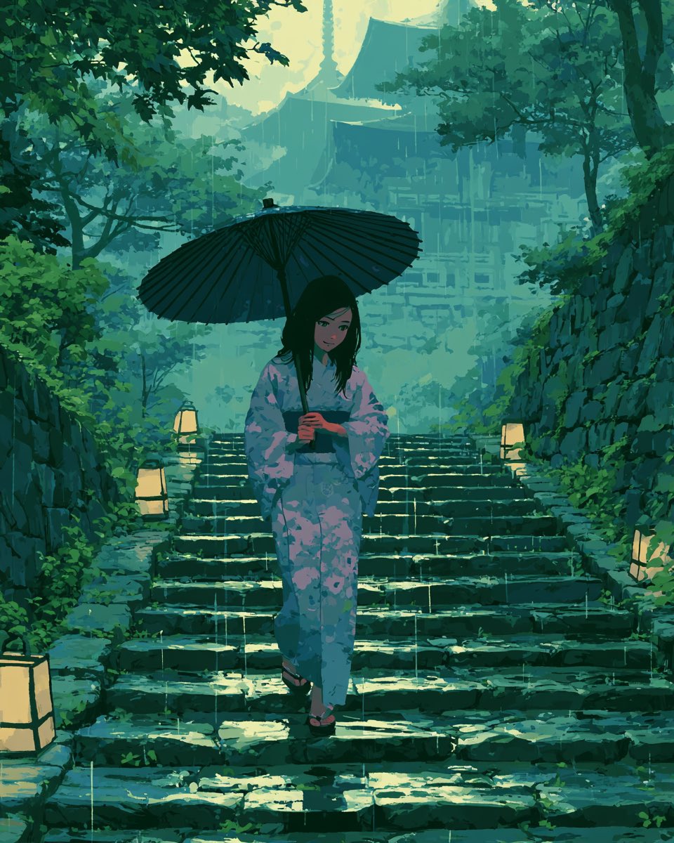 shiki_plan's tweet photo. Good morning.
Since it’s been so hot lately, here’s something to help you cool off a little.
“Stone steps of an ancient temple shrouded in rain mist”

おはようございます。
暑い日が続くので、少しでも涼をと。
「雨に煙る古寺の石階段」

#Michinoku #Futacchi https://t.co/IeFrYb4KJi