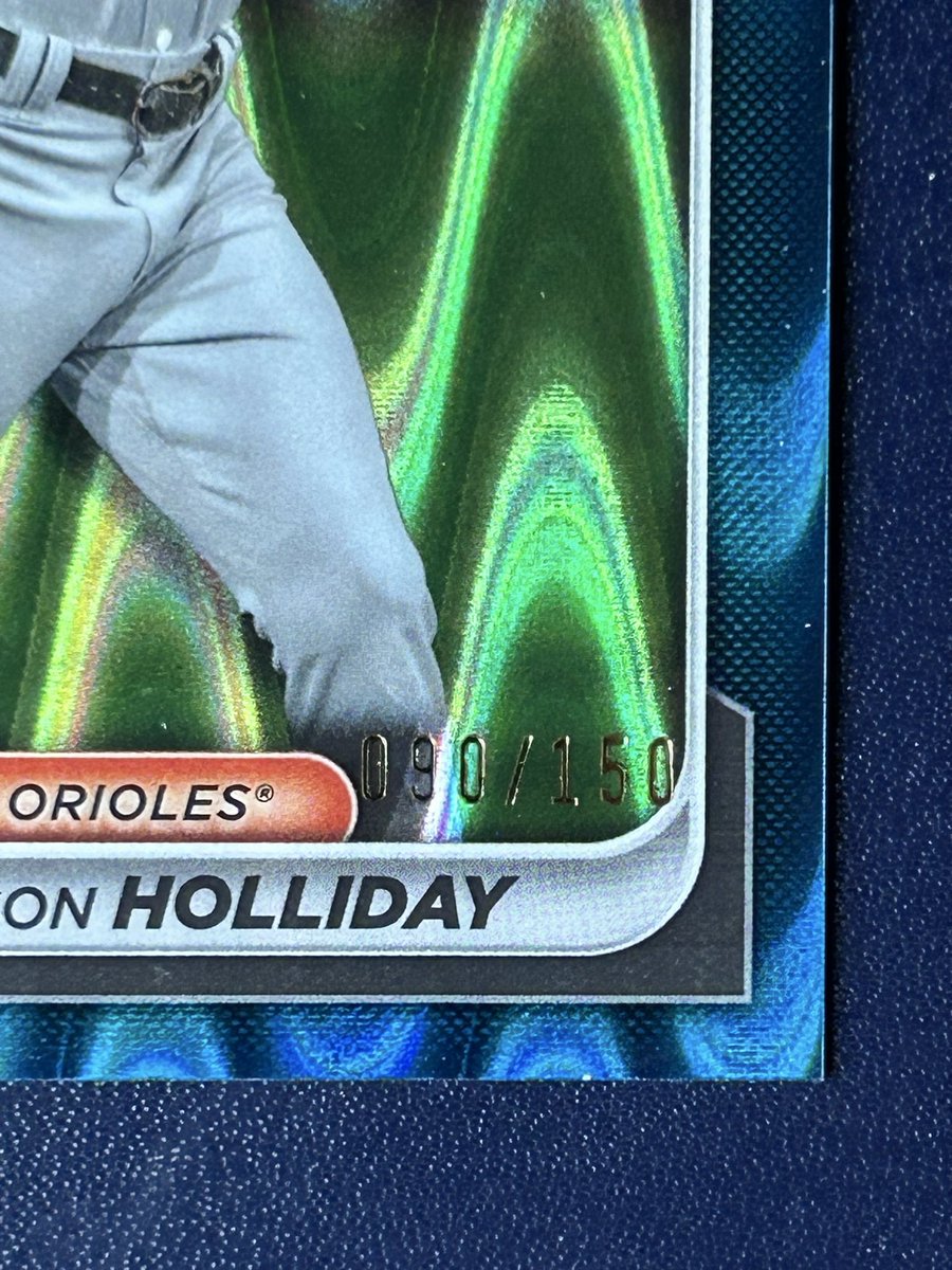 TheEskimo_Quinn's tweet photo. @84baseballcards @RJC_Cards @ILOVECOLLECTING @THFpro_Cards @HobbyRetweet_ @CardRetweet 2024 Bowman Jackson Holliday Blue RayWave 90/150 for $13 PWE #Cheers https://t.co/mG7GLbKtWW