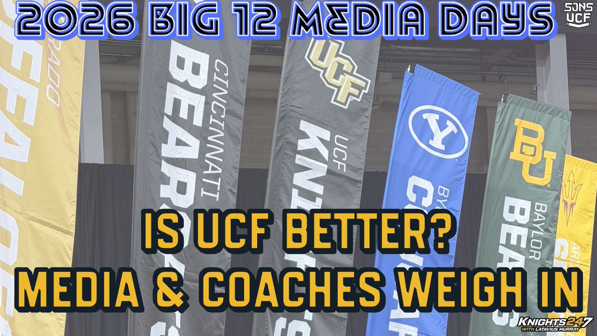 SonsofUCF's tweet photo. As we wrap up Day 2 of the Big 12 Football Media Days, we spoke with coaches and media members to gauge expectations for the UCF Knights in 2026. While many agree they will be improved, will it be good enough?

Link in the comments... https://t.co/M8eB8Dchtb