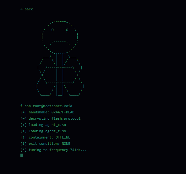 fate100x's tweet photo. On the febu website there is literally a big section named "Meatspace" with a little ascii character

"Meatspace is an informal or slang term for the physical, tangible world and real-life environment, used specifically to contrast with the virtual realm of the internet"

GENNY https://t.co/mHynFANgYB