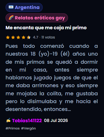 relatos_gay_cl's tweet photo. 𝗥𝗘𝗟𝗔𝗧𝗢: Me encanta que me coja mi primo 🍆🔥

𝗥𝗘𝗟𝗔𝗧𝗢 𝗖𝗢𝗠𝗣𝗟𝗘𝗧𝗢: https://t.co/TZYTmEwuql https://t.co/7LoW5su9Rn