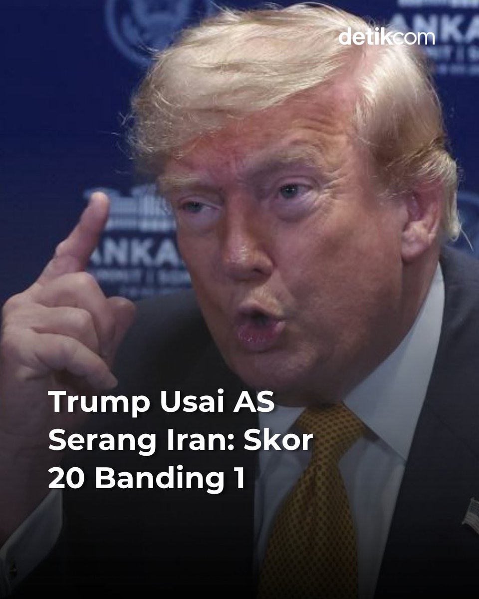 detikcom's tweet photo. Ledakan menghantam beberapa kota di Iran setelah Presiden AS Donald Trump memerintahkan AS untuk menyerang. Trump mengatakan serangan kali ini sangat keras.

Trump membandingkan AS mendapat skor 20 banding 1 melawan Iran.

>> https://t.co/UGKIzHLqVL https://t.co/VBe3V1pqC9