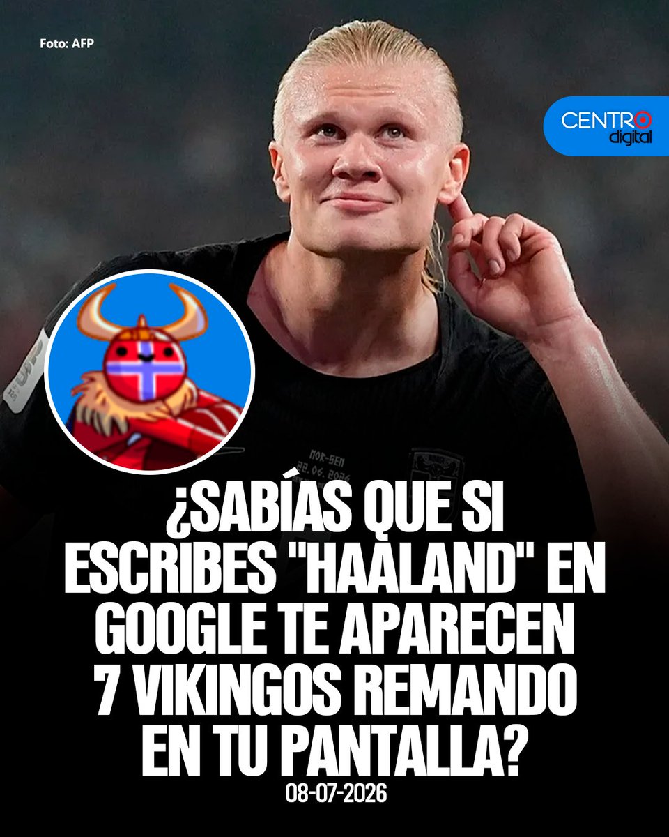 radiocentroec's tweet photo. #ATENCION |  La compañía tecnológica Google lanzó este 8 de julio una animación interactiva con sonido en su motor de búsqueda para representar la celebración del "remo vikingo" de Noruega en el Mundial 2026. Esta función especial se activa al escribir el nombre del delantero Erling Haaland, desplegando en la pantalla a siete figuras vikingas que avanzan al ritmo de un doble golpe de tambor.

Los detalles➡️  https://t.co/VOeUAnXVMb
