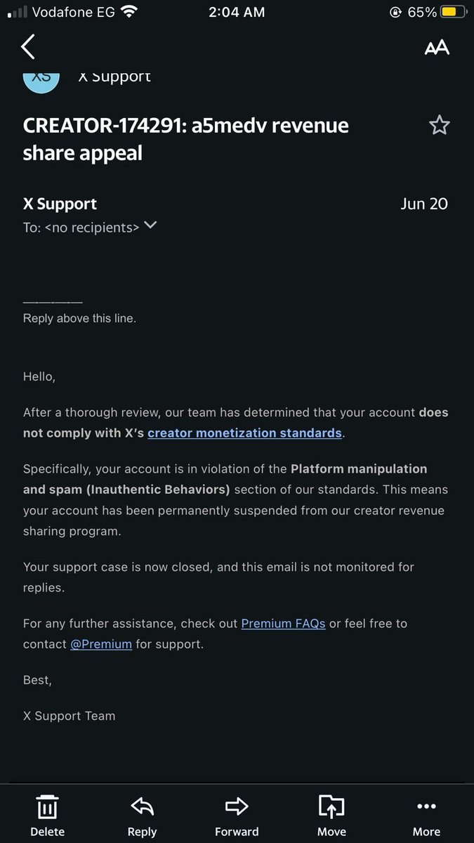 a5medv's tweet photo. More than 10 days -and millions of impressions- my participation in X's Creator Revenue Sharing Program remains suspended for a reason that, as far as I can tell, has absolutely nothing to do with the program's published terms and conditions.

The terms are publicly available here:
https://t.co/jbBwQWAfzz…
I have reviewed them multiple times and I still cannot identify the rule that I allegedly violated.

I am a sports content creator. Over the last year alone, my content generated more than 1 billion impressions. My account is among the largest sports-focused accounts in the Middle East and North Africa, and for years I have invested countless hours building an audience and community on this platform.

The issue began after I publicly criticized the lack of transparency surrounding creator payouts.

After generating approximately 19 million impressions in two weeks, I questioned why my expected payout had not arrived and asked for more clarity regarding how earnings are calculated.

That criticism was directed at a policy and a process.

It was not harassment.
It was not abuse.
It was not personal attacks.

Shortly afterward, Nikita Bier publicly shared a screenshot of one of my posts and used it as evidence that I was "copying content."
The post in question was a football news update during a major international tournament.
Not an exclusive story.
Not stolen content.
Not private information.

A globally trending football news story that was being reported, translated, discussed, and reposted by hundreds if not thousands of sports accounts, journalists, media outlets, and fans around the world.

Yet somehow, my account was the one that lost monetization.

Even more confusing, the cited post received only a few thousand views. Meanwhile, the overwhelming majority of my content consists of original analysis, opinions, statistics, articles, commentary, and sports coverage written by me, content that generated tens of millions of impressions and helped build my audience.
None of that seemed to matter.
What makes this situation even more frustrating is that this is not the first major mistake involving my account.

Several years ago, my account was suspended for an entire year. Eventually, X restored it and acknowledged that the suspension had been made in error.

But nobody gave me back that year.

Nobody restored the lost opportunities, the lost growth, or the damage caused to my work because of a mistake that should never have happened in the first place.

Now I find myself once again facing a decision that appears arbitrary and impossible to understand based on the published rules.

To make matters worse, after these events became public, I became the target of racist and Islamophobic attacks from numerous accounts.

Those accounts remain active.

Those posts remain visible.

Those users continue posting.

Yet the creator who questioned a payout decision is the one facing penalties.

So I want to ask a simple question.

What exactly are content creators supposed to do?

We are told that X is becoming a creator-first platform.

We are encouraged to invest years of our lives building communities here.

We are encouraged to create content, drive engagement, and help grow the platform.

But when monetization can disappear overnight, when support is almost impossible to reach, when major decisions lack transparency, and when criticism of platform policies appears to be met with punishment rather than answers, what confidence are creators supposed to have?

I am not asking for special treatment.

I am asking for transparency.

I am asking for consistency.

I am asking for the same standards to be applied equally to everyone.

And I am asking for a simple explanation:

Which specific rule did I violate?

@nikitabier @elonmusk @XCreators @premium @grok