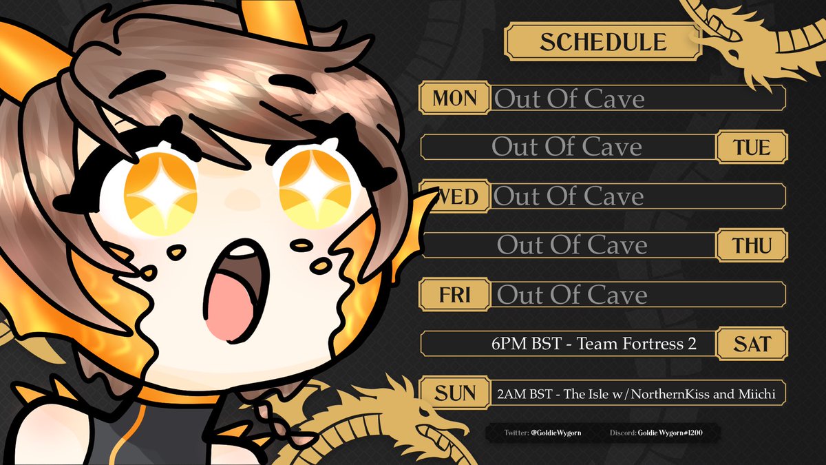 GoldieWygorn's tweet photo. ✨Wyvern Schedule✨
We have a collab this week! We’re joined by @NorthernKiss_Vt and @MiichiruKoi for Dinosaur time!

Art: Horacchi 
Schedule by: Szymonfurjan

06/07/26 - 12/07/26 https://t.co/rvBntgYlNe