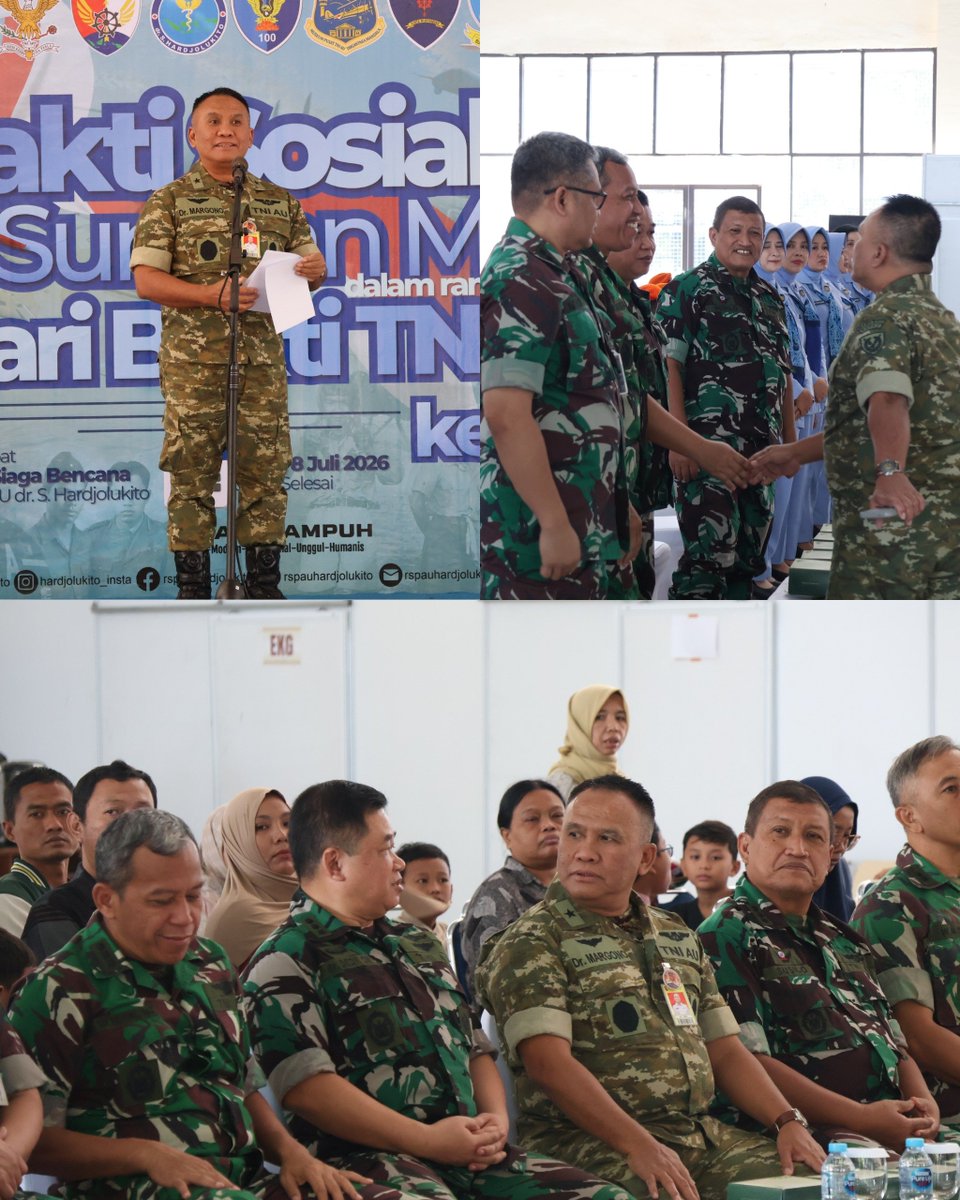 RspauH's tweet photo. Tawa ceria anak-anak berpadu dengan senyum lega para orang tua mewarnai pelaksanaan Bakti Sosial Sunatan Massal yang diselenggarakan RSPAU dr. S. Hardjolukito dalam rangka memperingati Hari Bakti TNI Angkatan Udara ke-79, Rabu (8/7/26). https://t.co/19Jw2h0yyV