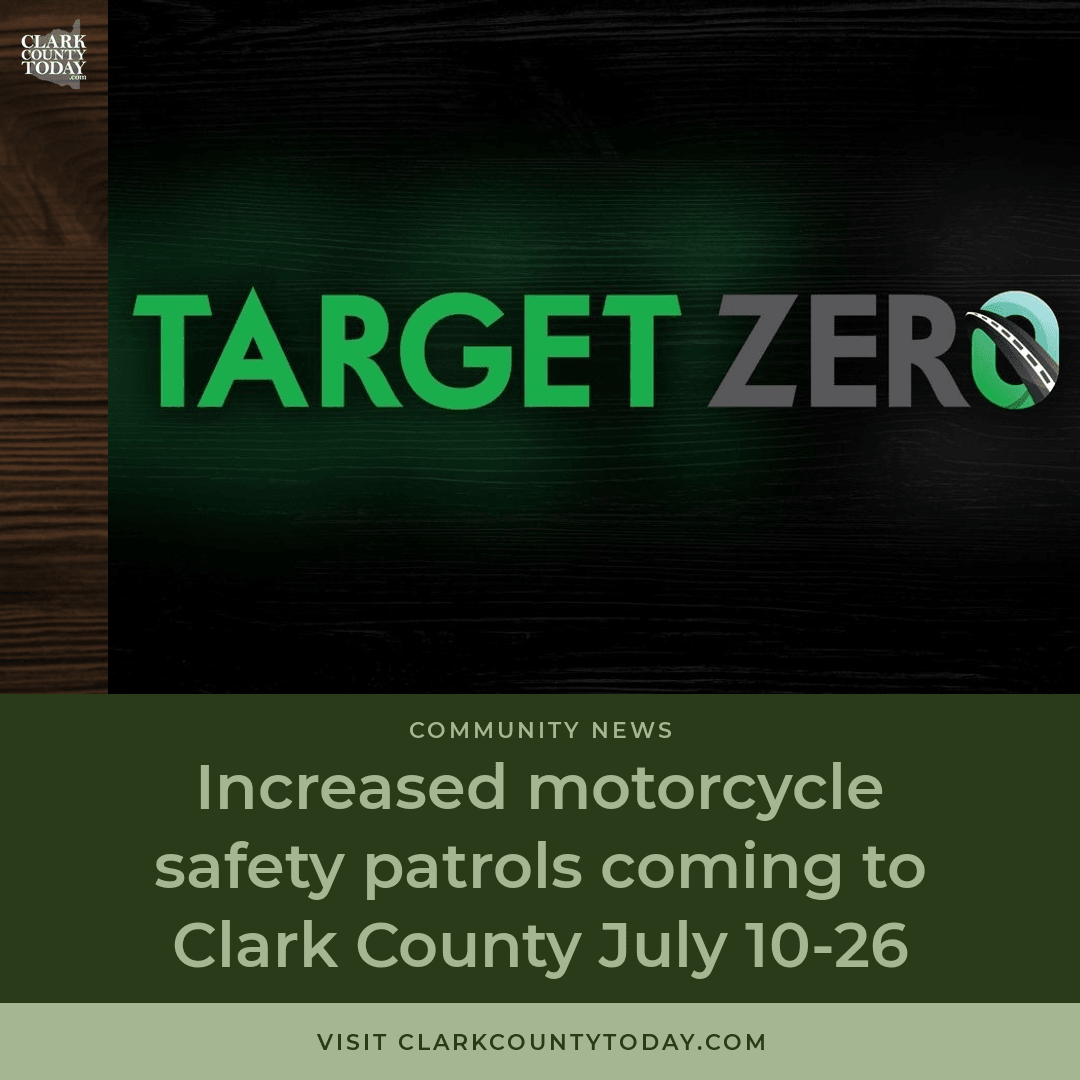 NewsFromCCT's tweet photo. Clark County motorcycle safety patrols run July 10–26. Motorcyclists were 16% of WA traffic fatalities over 5 years — in just 3% of crashes. https://t.co/xuERQXHgXG #TargetZero #MotorcycleSafety https://t.co/3m612erXi9