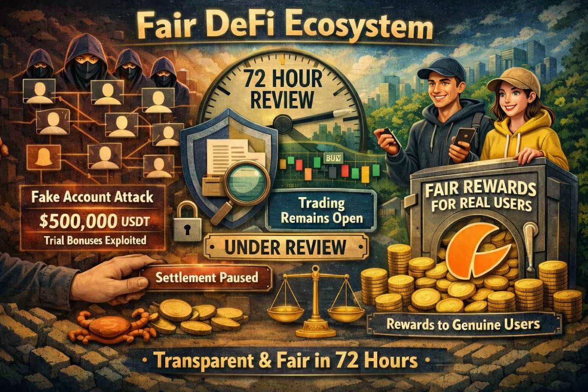 Prio_01_'s tweet photo. Sybil attacks are one of the biggest challenges for any incentive-driven platform. If over 500,000 USDT in trial bonus resources were indeed captured by fake accounts, pausing settlement for a review is a reasonable trade-off to protect genuine users.

@crabex_official https://t.co/TiA0cpxVVf