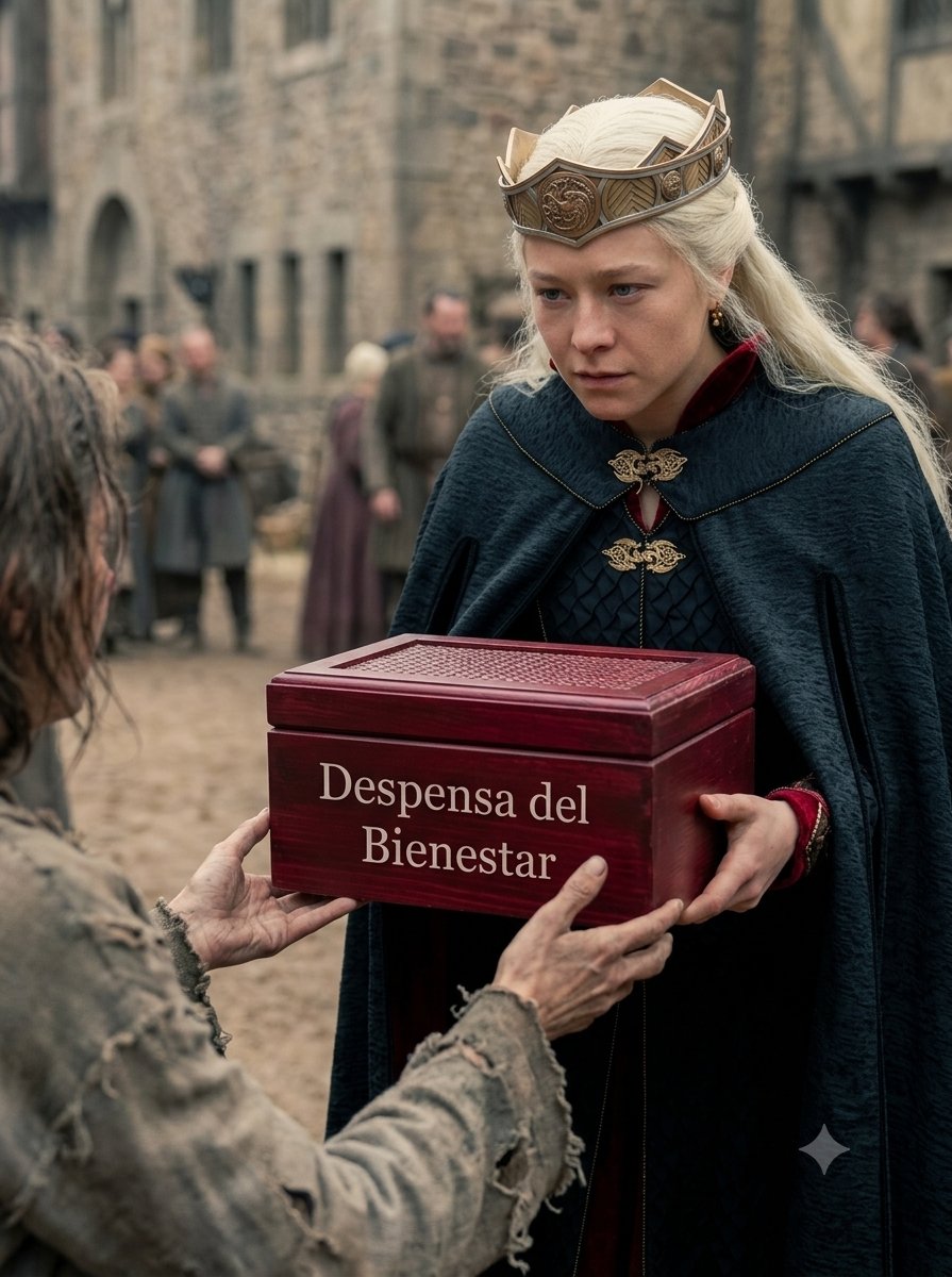 rthur013's tweet photo. Rhaenyra Targaryen repartiendo Despensas del Bienestar Hugo en #HouseoftheDragon https://t.co/8vzId3c5ME