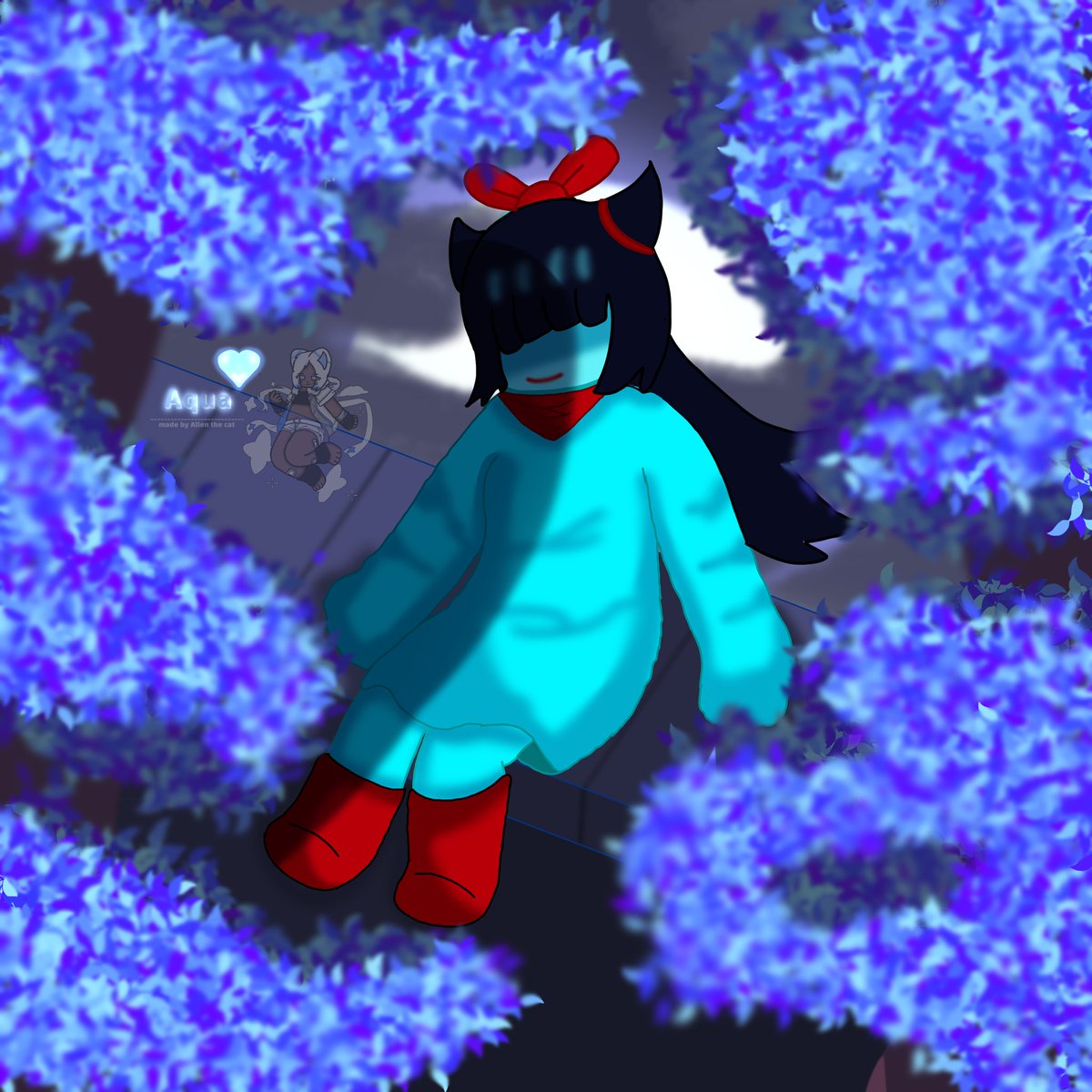 LadariousAllen's tweet photo. A drawing of Aqua/deltarune https://t.co/bssCPbffCS