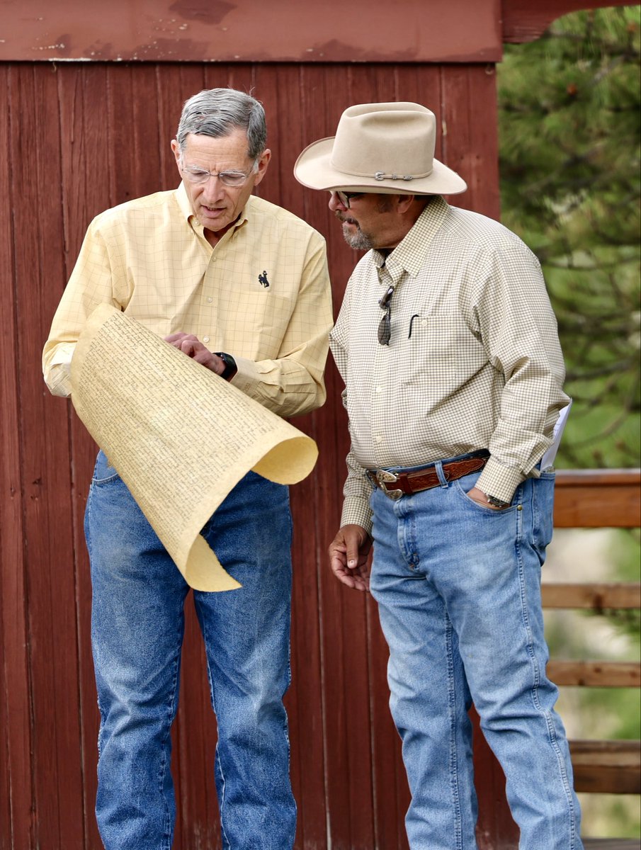 SenJohnBarrasso's tweet photo. Honored to celebrate America's 250th with a visit to the Grand Encampment Museum, where Wyoming author C.J. Box brought history to life by reading the Declaration of Independence. Today’s reading commemorates the first time the Declaration was read publicly on July 8, 1776. A meaningful reminder of the courage and enduring spirit that continues to shape our nation. #America250