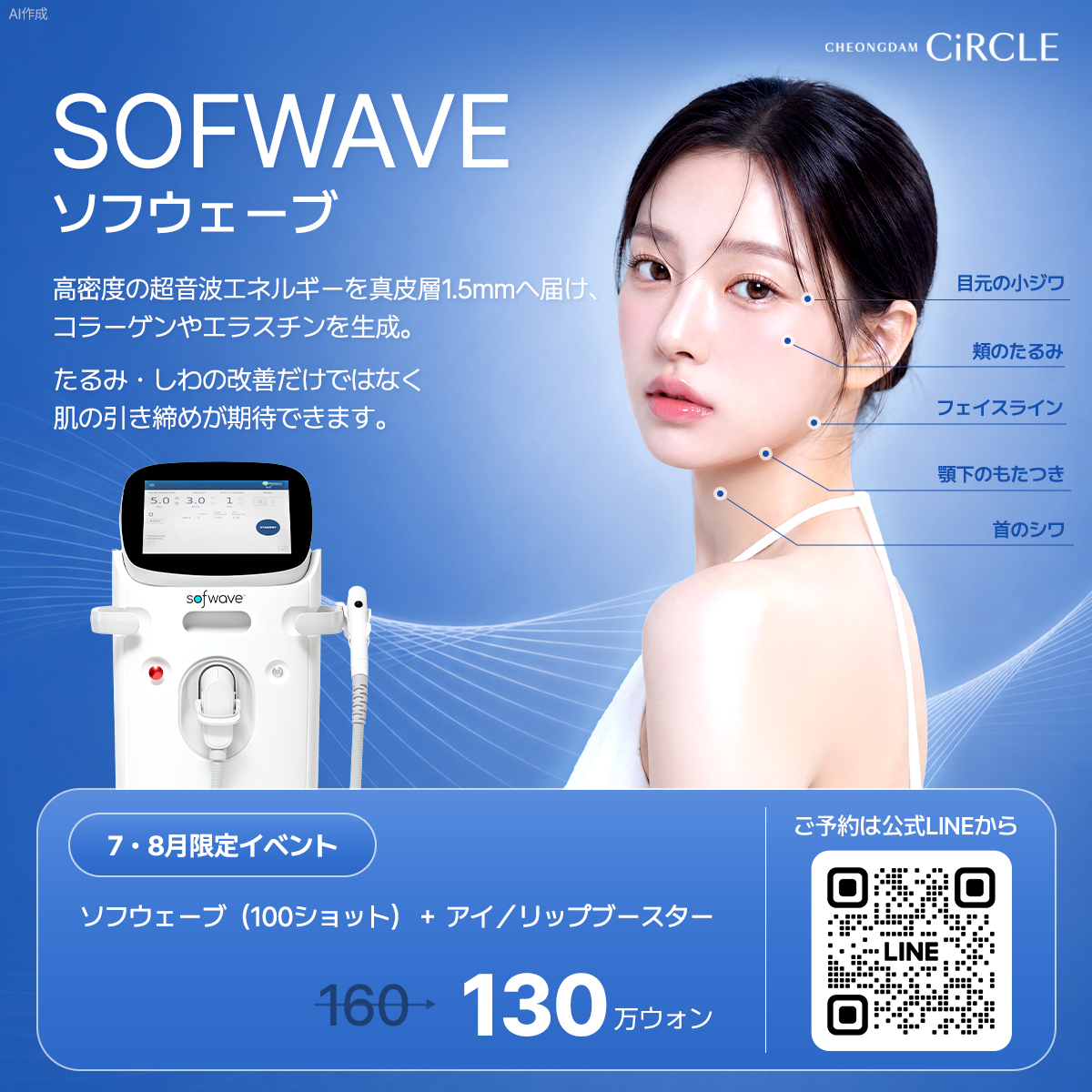 shwclinic1's tweet photo. 年齢サインが気になり始めた方必見👀
チョンダムサークルにもついに導入！

ソフウェーブはこんなお悩みに効果的👇

☑ 施術後の頬こけ、ボリュームロス
☑ たるんだフェイスライン
☑ 目元・口元・首のしわ
☑ 瞼のたるみや老化が気になる

7~8月限定 お得なイベント実施中💎
https://t.co/qZxm6ysFfr https://t.co/yiLII2MOWP