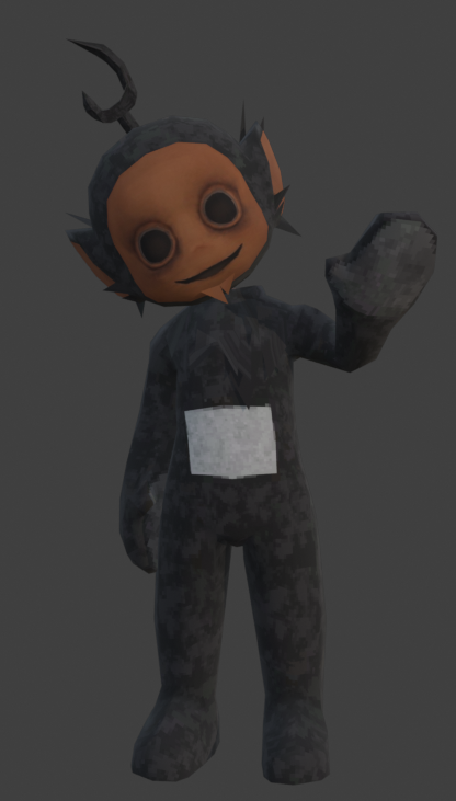 kiingkaane's tweet photo. updated Kane!
he's still a friendly infected, but he's ultimately deluded himself into thinking he's cured - should his head come off, the infection will turn the body hostile until the head is reattached.

he's also named his chainsaw Honey
#slendytubbies #teletubbies https://t.co/HTsiiJiPyU