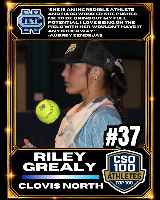 rileygrealy's tweet photo. Honored to be recognized as part of the 2026 CSO Top 100 Athletes! I’m beyond grateful to represent Clovis North! Excited to keep working and see what the rest of the summer brings!💙
@centralsectiono @CNSoftball @SorcererGoldTK https://t.co/3GfPhr9dY9