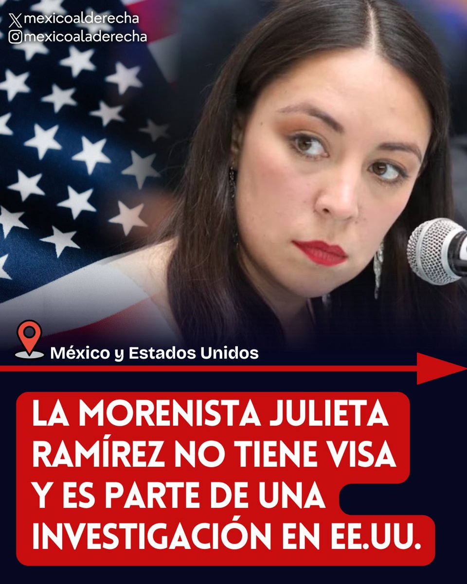 MexicoalDerecha's tweet photo. 🚨🇲🇽🇺🇸/ LA MORENISTA JULIETA RAMÍREZ NO TIENE VISA Y ES PARTE DE UNA INVESTIGACIÓN EN EE.UU:

BOMBAZO

Según el periodista @LuisKuryaki, la morenista Julieta Ramírez no tiene visa y es parte de una investigación en Estados Unidos, donde estaría colaborando, razón por la que le permiten entrar al país sin su documento, como en el caso del narcogobernador de Sonora, Alfonso Durazo.