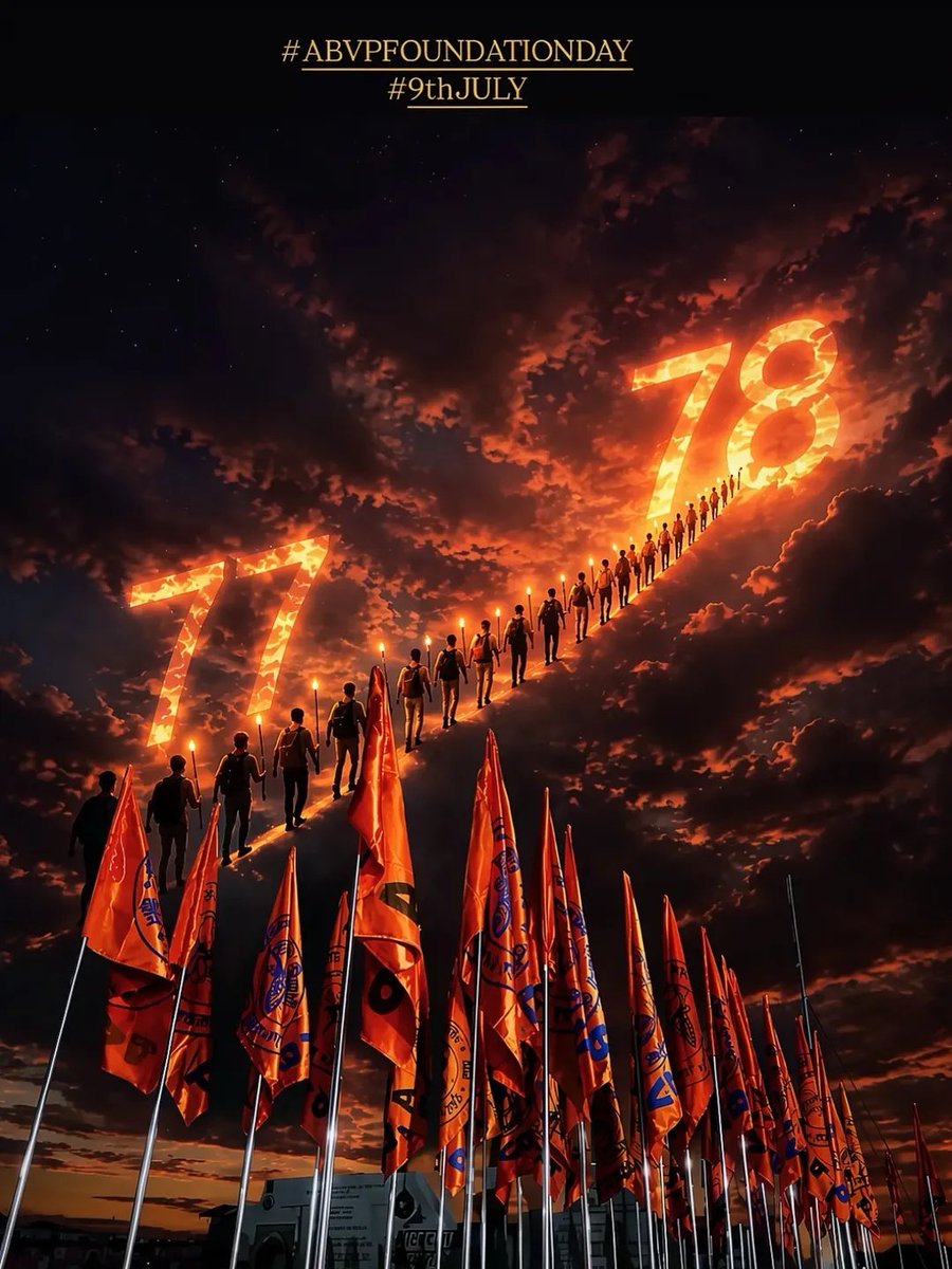sps_tn32's tweet photo. Stepping into the 78th year of relentless service, guided by the eternal flame of patriotism! Happy ABVP Foundation Day &amp; National Students Day! 🚩✨ 
#ABVP78 #9thJuly #ABVPFoundationDay
#NationalStudentsDay https://t.co/yfQ3dzPqiC