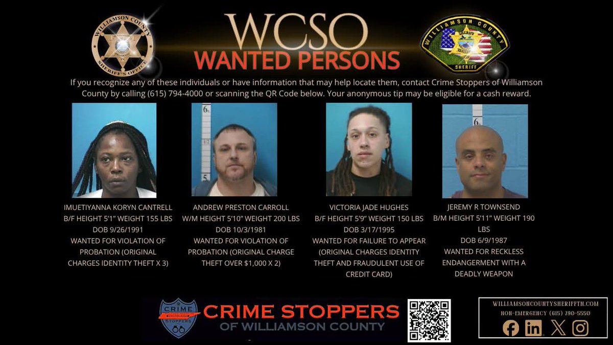 WCTN_CS's tweet photo. **UPDATED WANTED PERSONS**  🚨📷https://t.co/mXkNPAOZbx OR CALL 615-794-4000 TO SUBMIT AN ANONYMOUS TIP WITH A CALL TAKER. CASH REWARD FOR TIP LEADING TO ARREST https://t.co/4KBIuamcUb