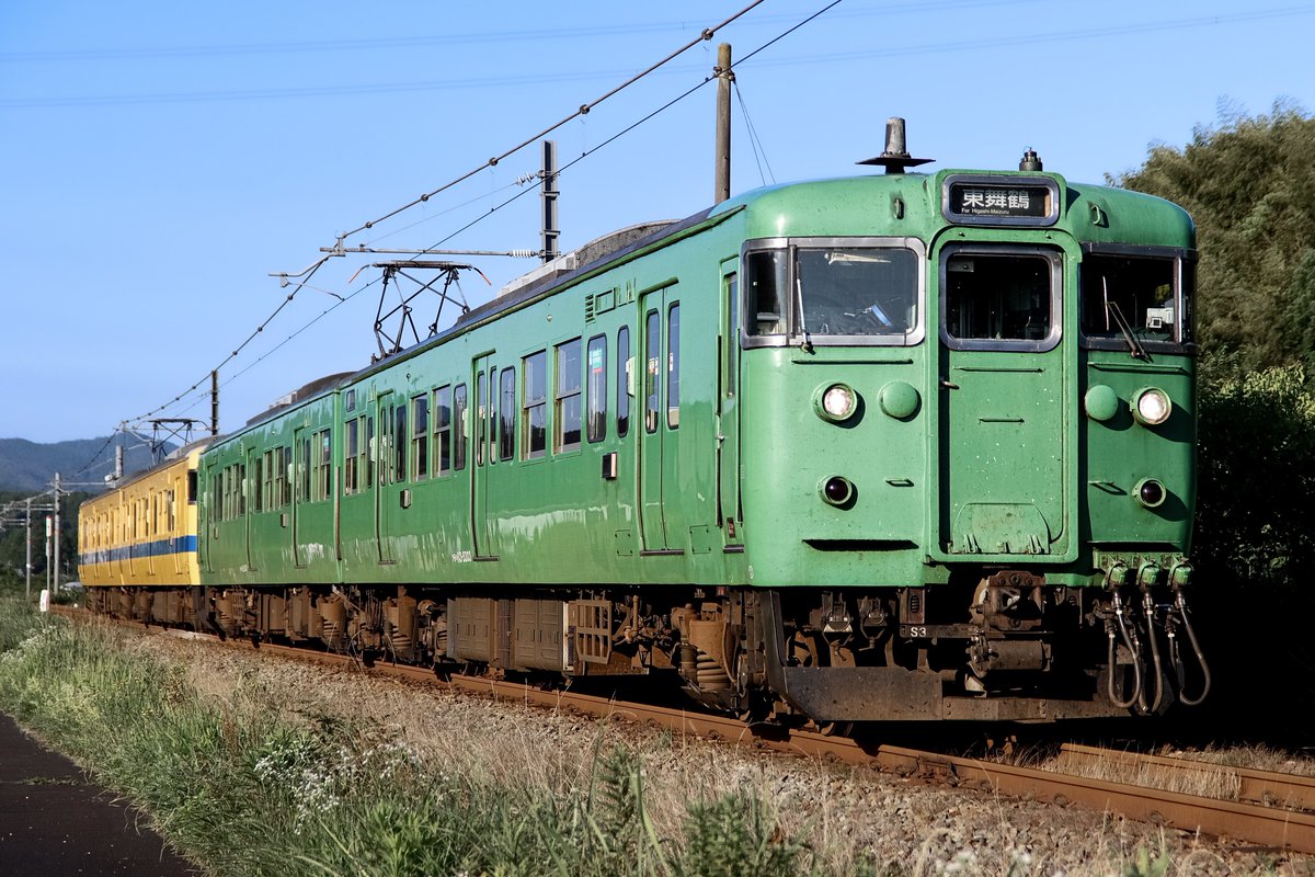syumitetsu188's tweet photo. 2026.7.9
回379M
113系5300番台S3編成 + 113系5300番台S9編成
@舞鶴線内

黒スカ同士 × ワンマン表示無し × 東舞鶴幕
最高でした👏 https://t.co/NXxarYsCiu