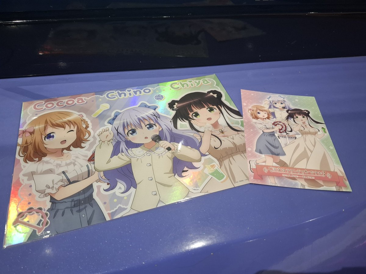 junjun0612y's tweet photo. 今日からの
ラウンドワン×ごちうさコラボ
早速行ってきました～

ボウリング
無事に規定点数取って
ポストカードお迎え～

チノちゃんの
コラボ映像出すの
大変だったな～

#ごちうさ
#ラウンドワン https://t.co/STQJIx9GDj