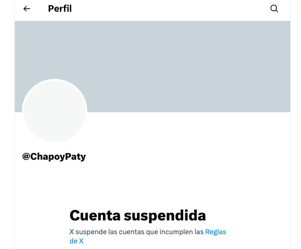 greta1940_'s tweet photo. MISIÓN CUMPLIDA.

Cuenta suspendida de @ChapoyPaty https://t.co/9QCPnA6DRO