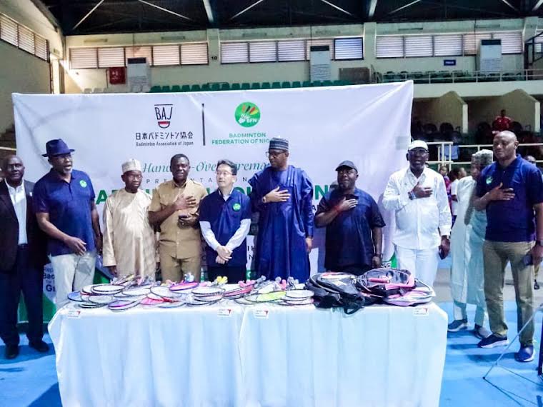 THISDAYLIVE's tweet photo. Japan Donates Badminton Equipment to Boost Grassroots Devt  in Nigeria. The Badminton Federation of Nigeria (BFN) has received a major boost to its grassroots and elite development programmes following the donation of badminton equipment by the... https://t.co/37GxILdz01 https://t.co/5fYuLcqlBT