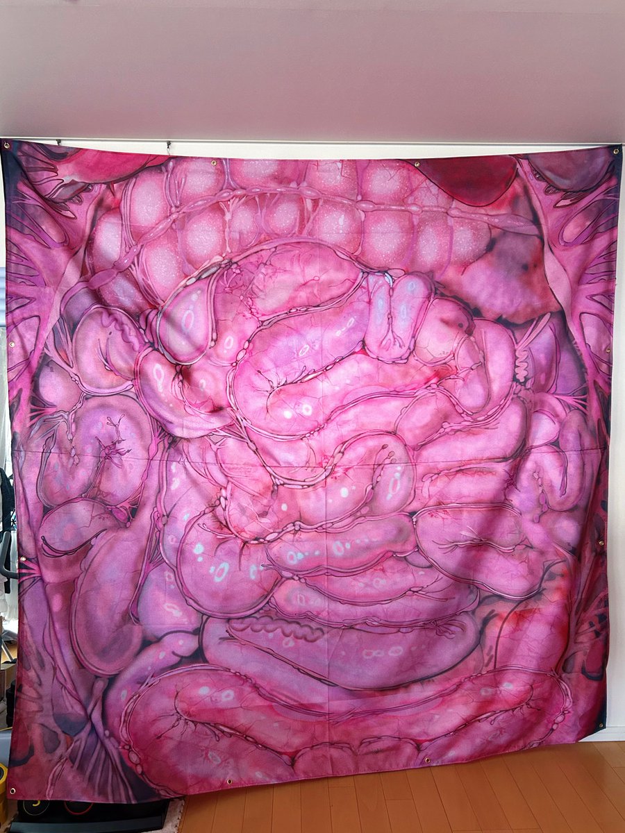 diemilko's tweet photo. 7ft tall guts tapestry for my upcoming group exhibition https://t.co/KTsHWXfpAd