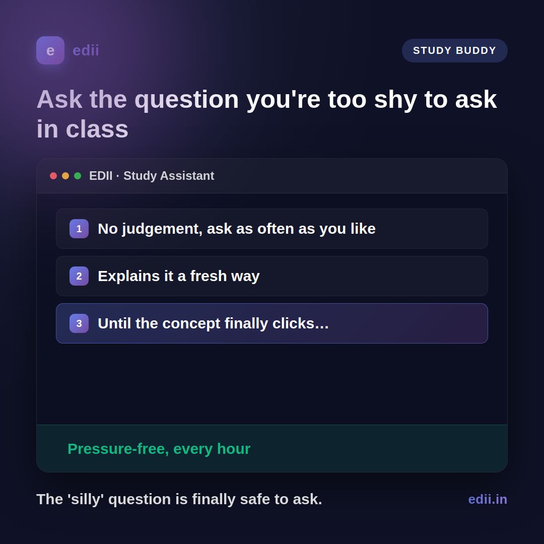 TeamEdii's tweet photo. Too shy to ask the teacher a third time?
EDII's AI explains it again and again — no sighs, no stares.
Ask freely → https://t.co/HTUl4V35dq
#SmartSchools #EdTech #SchoolSoftware https://t.co/UpHm65CpMe