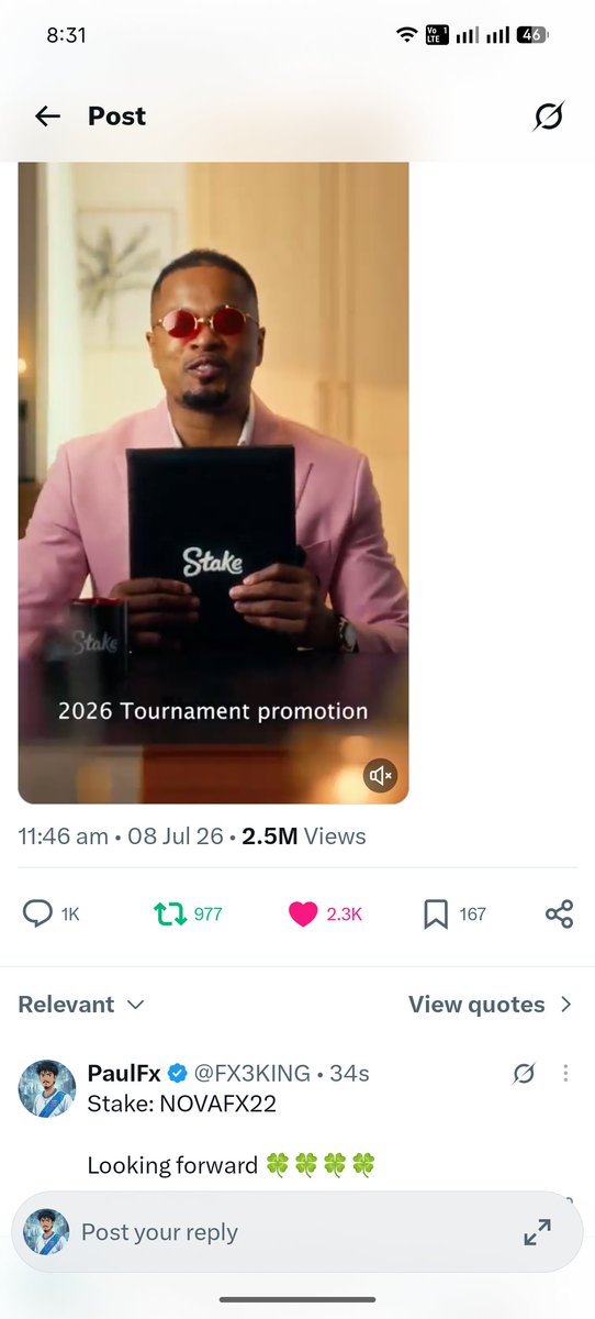 FX3KING's tweet photo. @JuicyFruityyy @Stake Stake: NOVAFX22

Looking forward 🍀🍀🍀🍀 https://t.co/WM3Rm9GyD0