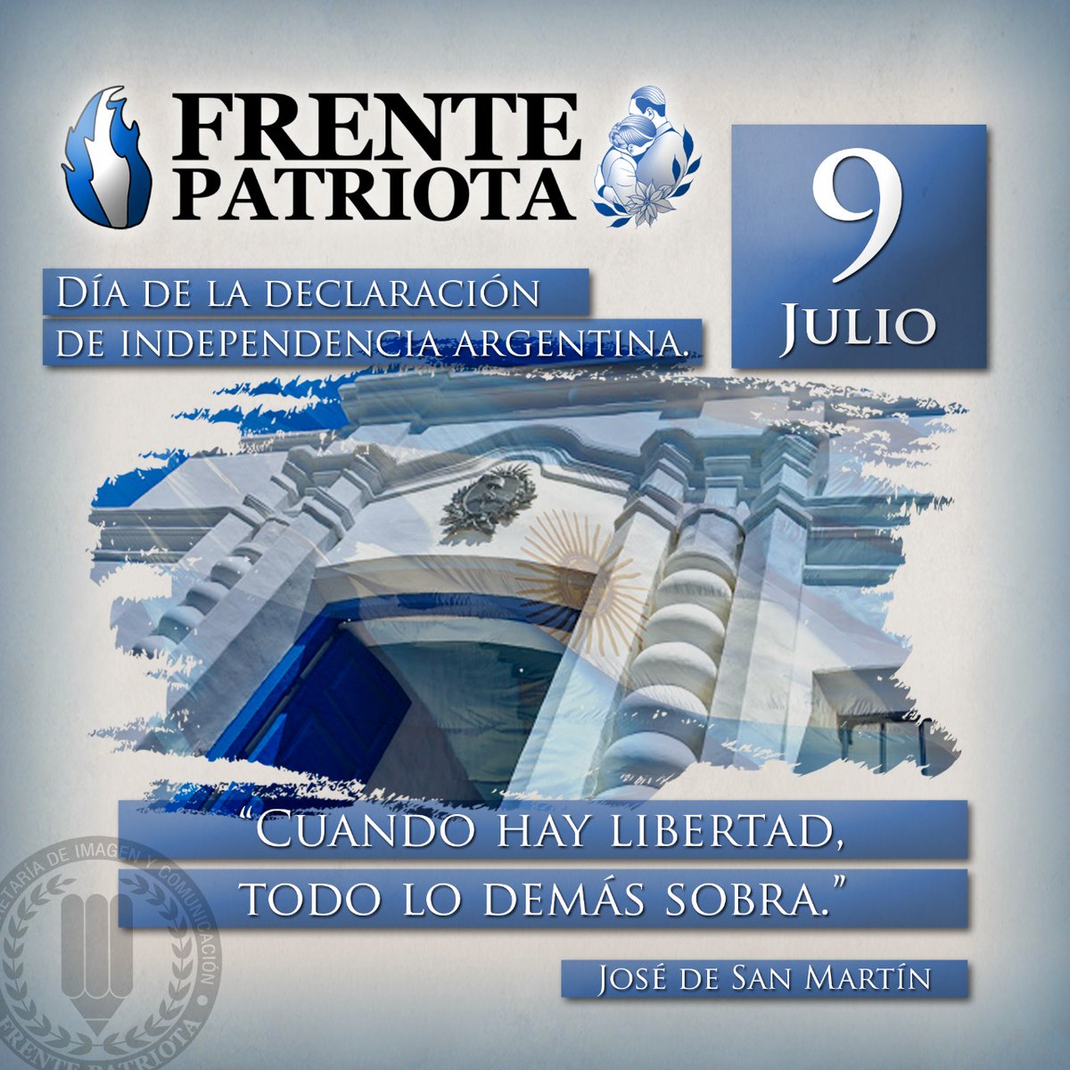 ftepatriota's tweet photo. 1816 -9 de Julio- 2026
¡Feliz Día de la Independencia! 🇦🇷
Hoy los Patriotas reafirmamos nuestra determinación de ser Libres en términos reales y trascendentes, porque nadie puede ser libre en una nación esclava.
Sin Soberanía Nacional toda supuesta "libertad" es una mentira.
Argentina necesita una nueva Gesta de Liberación, tanto de los poderes externos que pretenden someterla como de los cipayos internos que diariamente la traicionan.
#PrimeroArgentina
¡Viva la Patria!