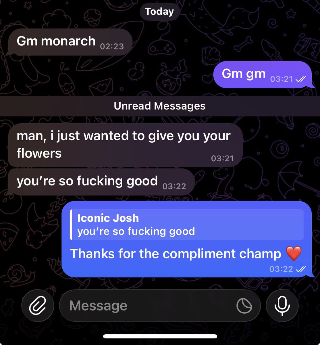 DefiLord0909's tweet photo. Getting messages like his makes me happy in a way no one can tell,I remember some years back when I just wanted few people to know I’m good in trading but I guess it wasn’t the right time then cause I was an alpha caller in @CryptoDefiLord Discord community then,
To all young traders out there who are trying so hard to earn some followers and audience but don’t waver keep the energy high and work with ur circle ❤️