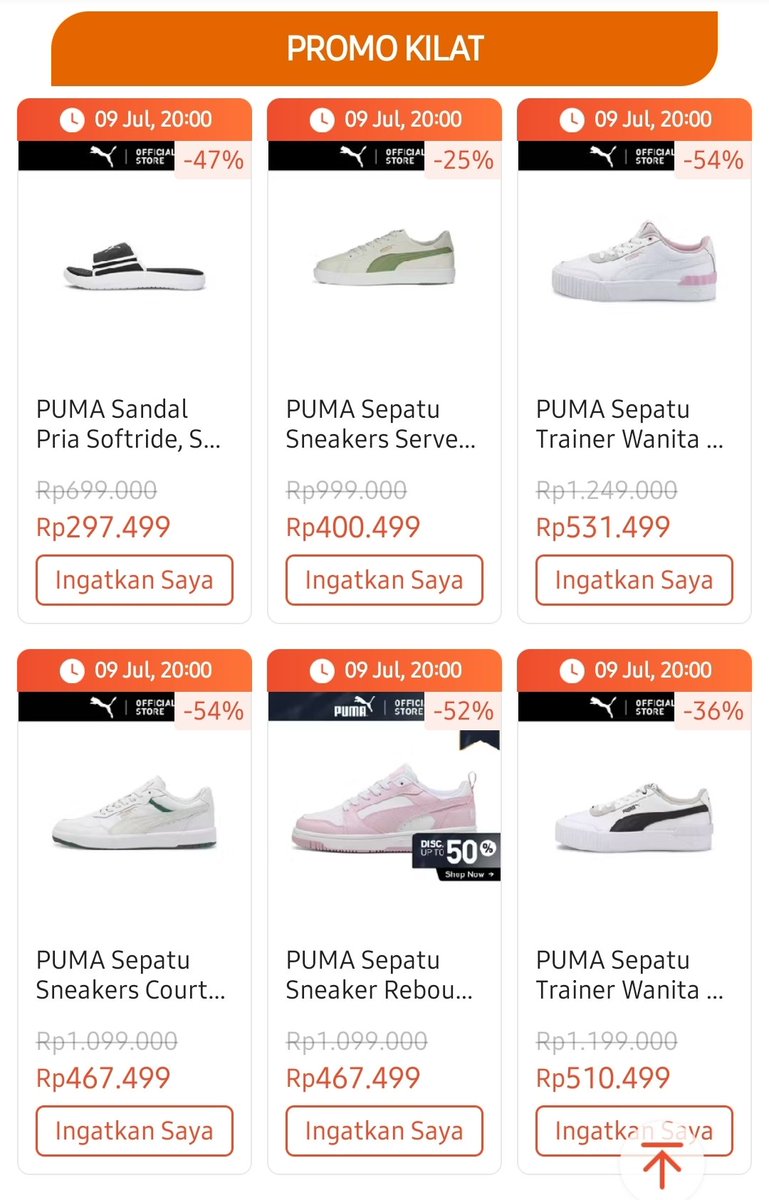 Pistacio_'s tweet photo. Promo kilat PUMA official store hari ini

✅️ Start jam 20.00 WIB
✅️Diskon up to 50%
✅️Lebih murah daripada di Offline store

https://t.co/Ni25v8Cumv https://t.co/gK3L2DAFQp