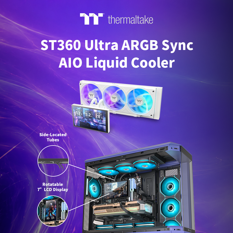 ThermaltakeInc's tweet photo. ✰✰✰
The ST360 Ultra ARGB Sync AIO Liquid Cooler combines powerful cooling with a vibrant 7" rotatable LCD display, giving you more ways to personalize your build through AI Forge.
#Thermaltake #STUltra #7InchLCD #RotatableDisplay #AIForge #DisplayCustomization https://t.co/9XbQgGDtt4