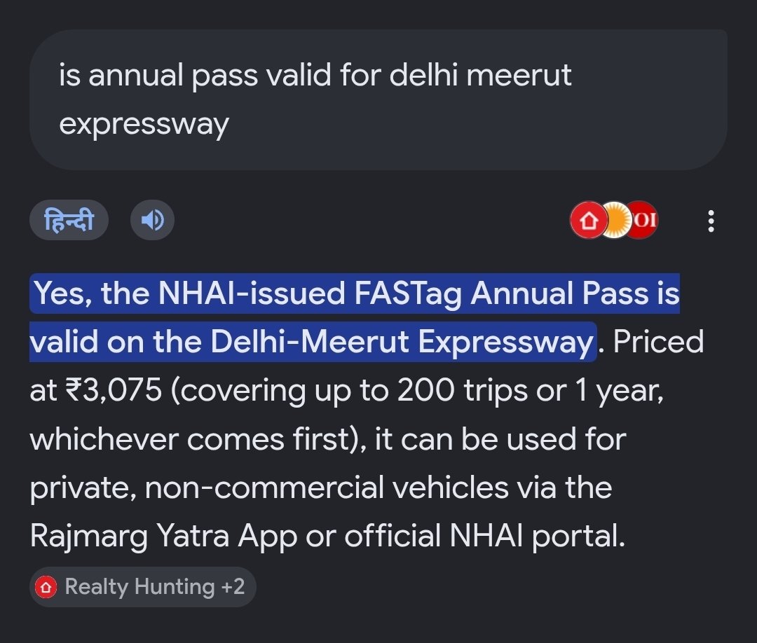 SahilAg_IND's tweet photo. @AUTOINTELIN Miss information  !!
You dont have to pay on Meerut expressway through annual pass.
Don't just post AI generated information.  Cross check with authorities first. https://t.co/Lp2GPBLjek