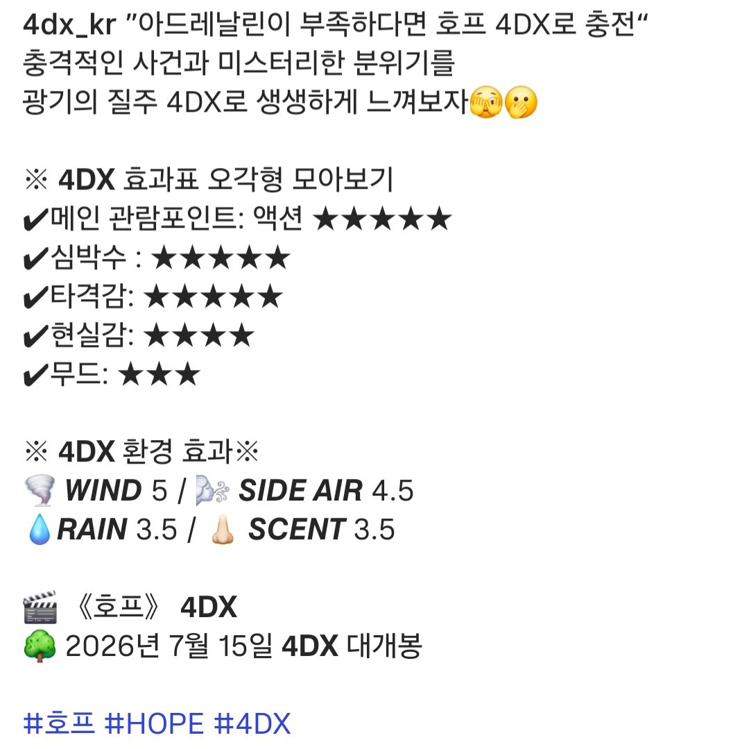 _dlocoz's tweet photo. 호프 4dx 떴는데 93퍼센트면 최근 개봉작 중에서 제일 높고 만달로리안보다도 조금 더 높은 수치

이정도면 진짜로 롤러코스터 타는 느낌이겠는데?ㅋㅋ https://t.co/MhgU3NFKUN