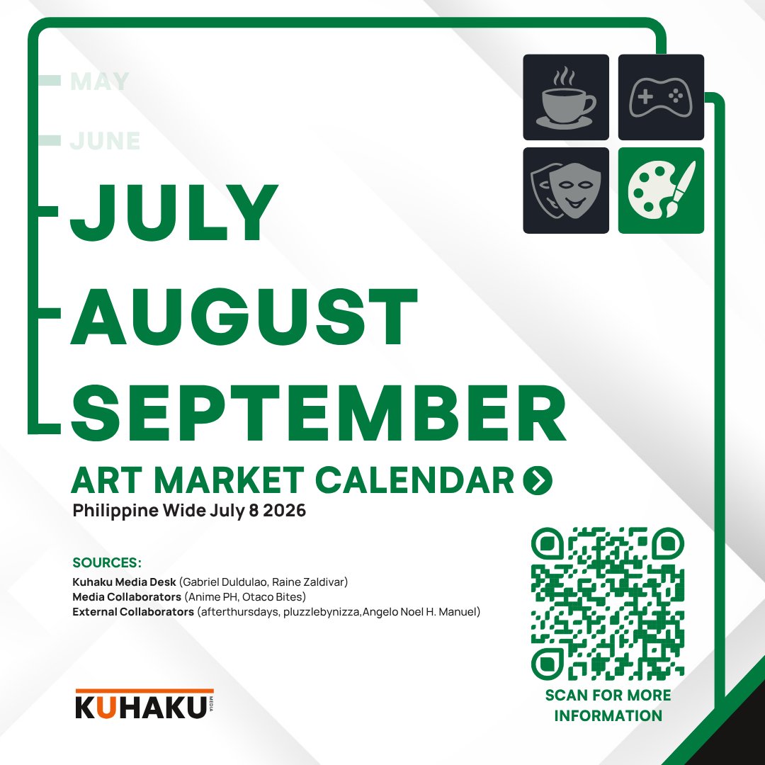 KuhakuMedia's tweet photo. [July 8 Update] July-September Art Events in the Philippines

From your Macha festivals, Flashbacks to your childhood, to Enchanted Faire's , our calendar gives you something to be interested on. ✨

Clarification Note:
Art/Cos is a combines Cosplay and Art in one event.

(1/3) https://t.co/GVxjqjWbdq