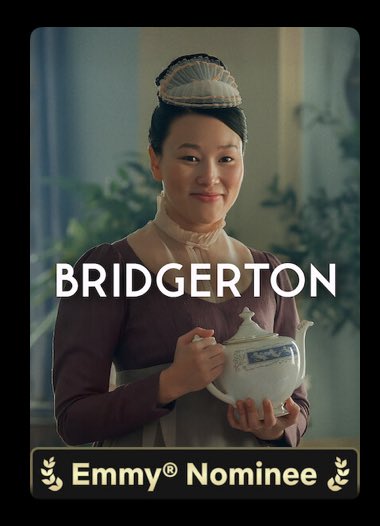 NoContxtBton's tweet photo. Bridgerton’s “Emmy Nominee” badge on Netflix https://t.co/eHVZUVwT7o