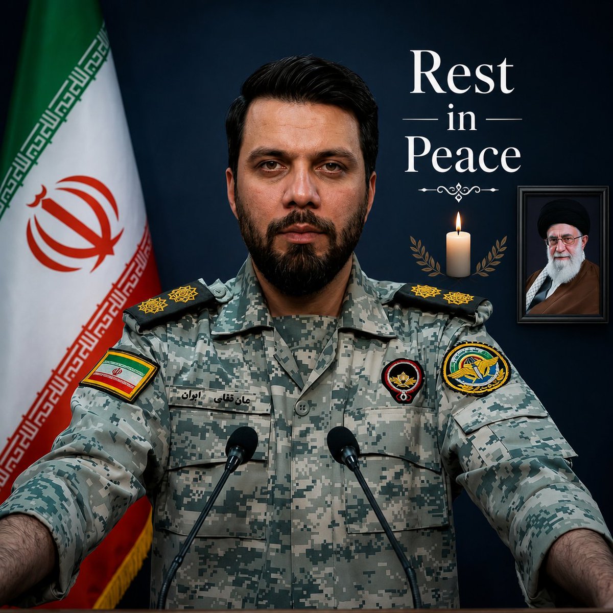 GlobalEyesX's tweet photo. 🚨 BIG BREAKING: 

Iran's military spokesperson Ebrahim Zolfaghari is reported dead following the U.S. midnight strikes. 

The conflict has entered another dangerous phase. ⚠️🇺🇸🇮🇷 https://t.co/dFxINjRNMM