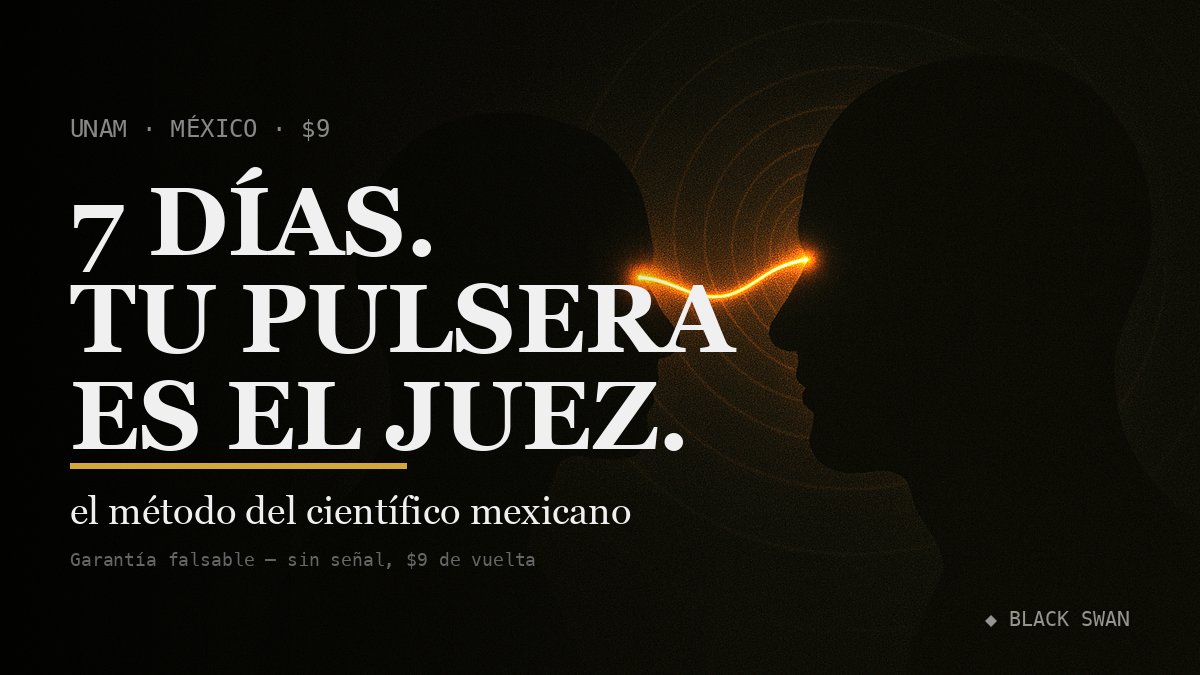 A3DPB's tweet photo. Un científico mexicano de la UNAM dejó un método para entrenar tu mente. Lo convertimos en 7 días que tú corres, con tu wearable midiendo si algo cambia. ¿No cambia nada? Te devolvemos los $9. Honra la ciencia que México dio y compruébalo tú mismo.