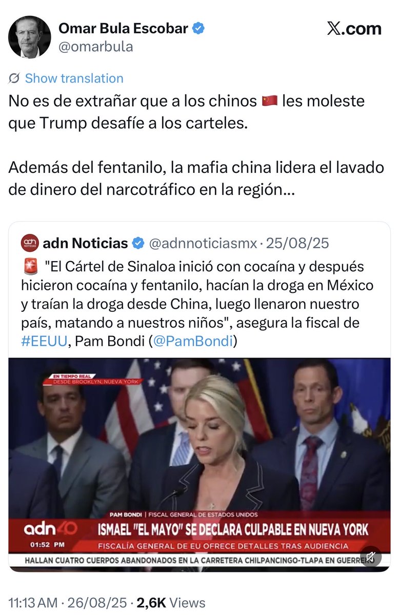 CarlosCarrilloA's tweet photo. Mucho de lo que ha expresado el nuevo canciller en esta red social es preocupante, pero en especial tendrá un efecto perverso para muchos empresarios colombianos la posición de @omarbula sobre China.

El nuevo Gobierno convertirá a Colombia en un “proxy” de la guerra comercial que Trump sostiene contra China. Hoy el mercado chino es muy atractivo para productos colombianos, será una lástima alejar a un socio comercial enorme para apostarle a la sumisión cipaya ante Trump.