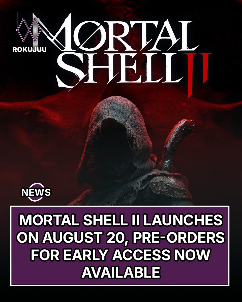 ROKUJUU_Media's tweet photo. Mortal Shell II is ready to bring more brutal Soulslike action this August with faster combat, deeper upgrades, and a bigger world to explore. Will you be stepping into the Shells? ⚔️🔥

Read the full news below.
https://t.co/5gXtPIG102

#MortalShellII #MortalShell #Playstack https://t.co/RZXKKnKj4b