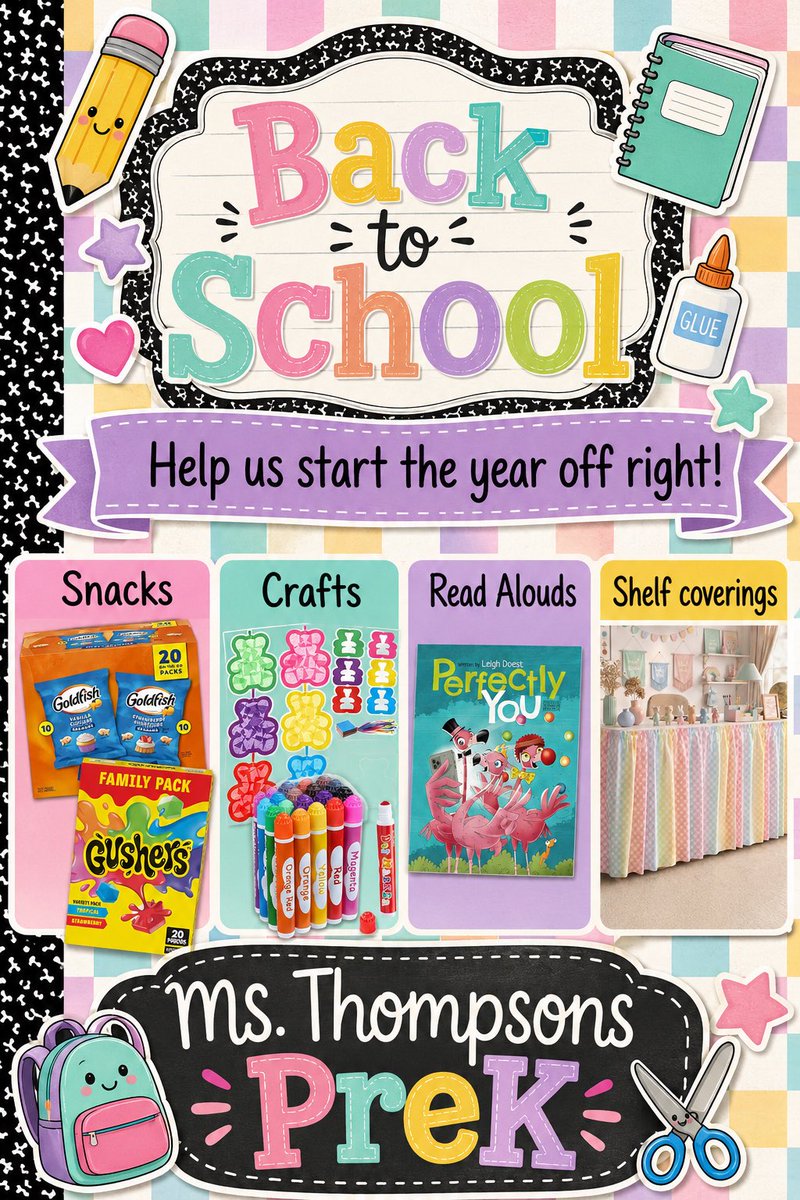 sgn_t's tweet photo. 🍎Title one Pre-K
📏Year 31 (21 in PreK)
🌎Paris, TX
📚Hoping to make that 1st school experience unforgettable!

🌟We are hoping to #clearthelist of these last few needs and a HUGE dream item, chair pockets before school starts🤞🏼#BeAGoodHuman #supportaclassroom

🔗 https://t.co/2DW4MAHkzo