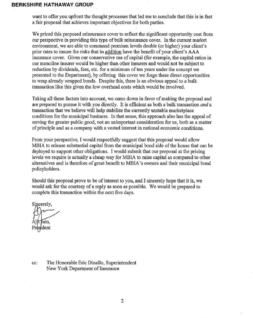F_Compounders's tweet photo. Berkshire’s Letter to MBIA written by Ajit Jain

No body writes risk better than Ajit https://t.co/qhjIZqB6Gg