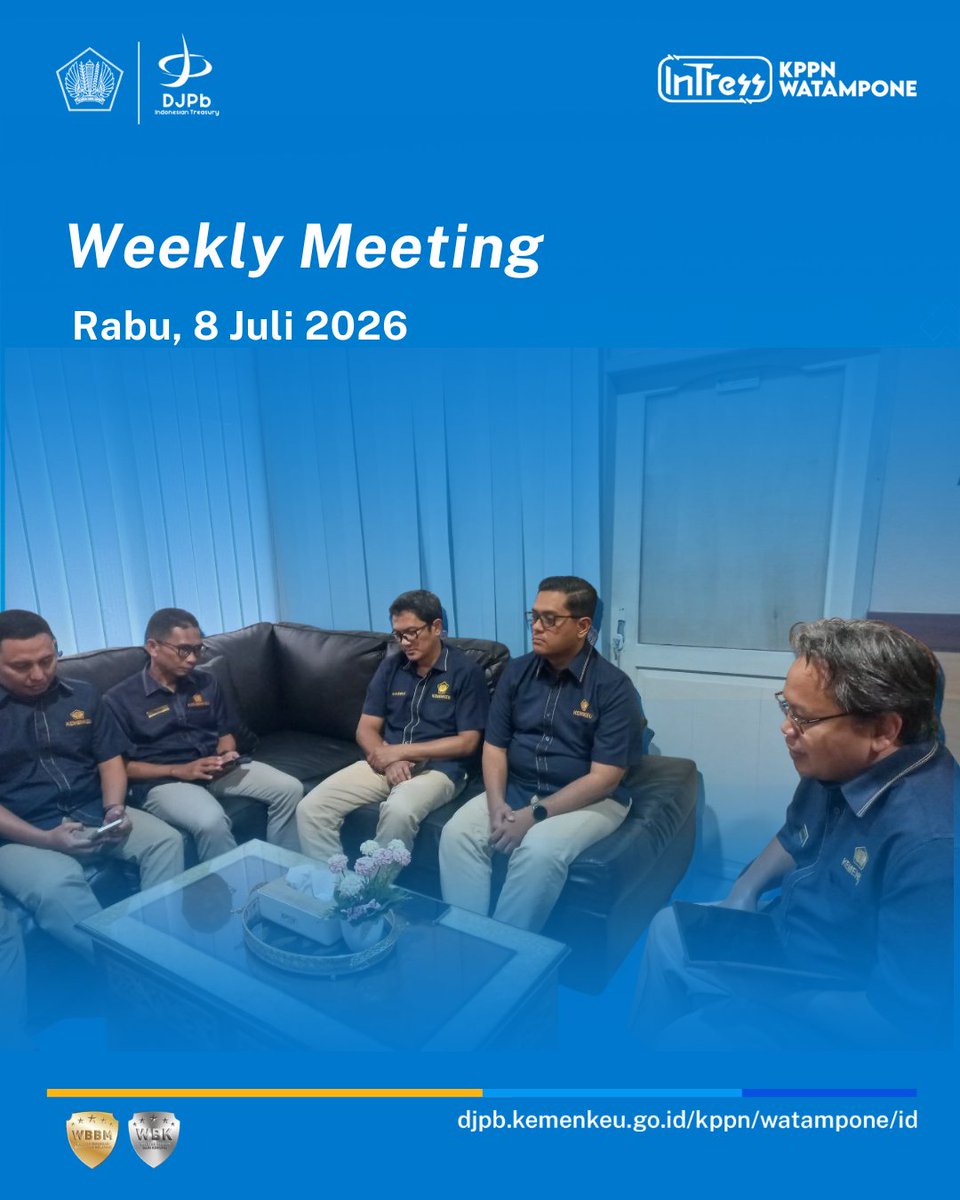 kppnwatampone's tweet photo. Halo Sobat #InTress
KPPN Watampone Perkuat Sinergi Kinerja melalui Weekly Meeting dan Penguatan Budaya Anti Gratifikasi
yuk klik tautan berikut untuk info lengkapnya
https://t.co/klLy27oeK4
#WeeklyMeeting #SinergiKinerja #BudayaAntiGratifikasi #Integritas #KPPNWatampone https://t.co/cKyprBWY7t