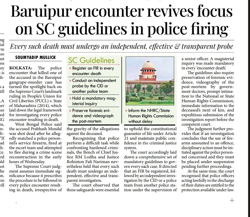 666_citizen's tweet photo. Baruipur encounter revives focus on SC guidelines in police firing

#Baruipur #police #encounter #Supremecourt #guidelines #rapemurdercase

https://t.co/Txn291wkQt https://t.co/SweDtLSI5c