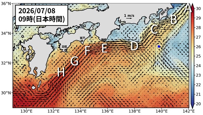 APL_JAMSTEC's tweet photo. 黒潮親潮ウォッチ更新: 
9月4日までの黒潮「長期」予測
https://t.co/xIxGGT5lr3
7月28日までの黒潮「短期」予測
https://t.co/F99mLruLvA
小蛇行のために黒潮が足摺岬で離岸しています。この後、小蛇行は大きく発達することはないという予測です。 https://t.co/MUldSSwpkS