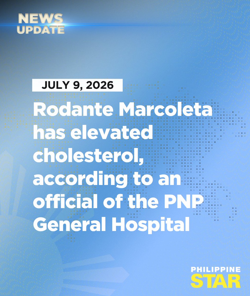 PhilippineStar's tweet photo. MARCOLETA, MATAAS DAW ANG CHOLESTEROL

Sen. Rodante Marcoleta has dyslipidemia or elevated cholesterol, according to an official of the PNP General Hospital on Thursday. | via @manueltupas https://t.co/t1MkOiJomA