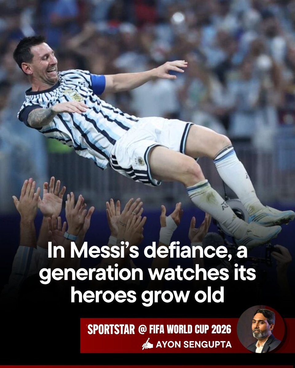sportstarweb's tweet photo. 𝐓𝐢𝐦𝐞 𝐫𝐞𝐦𝐚𝐢𝐧𝐬 𝐭𝐡𝐞 𝐨𝐧𝐥𝐲 𝐨𝐩𝐩𝐨𝐧𝐞𝐧𝐭 𝐞𝐯𝐞𝐧 𝐭𝐡𝐞 𝐠𝐫𝐞𝐚𝐭𝐞𝐬𝐭 𝐜𝐚𝐧𝐧𝐨𝐭 𝐝𝐞𝐟𝐞𝐚𝐭 ⏳

There is a particular kind of grief in sport that has little to do with defeat. It arrives not when a team loses, but when time finally catches up with the players who once seemed beyond its reach. 

The old giants are not all gone yet. Messi remains, still defiant, holding back the inevitable with that familiar left foot and that stubborn little shrug of genius. But even his survival sharpens the feeling rather than easing it. It reminds us that the ending is near.

And perhaps that is enough for now. One last run. One last attempt to hold the darkness off a little longer. One last tournament in which the old gods can still be glimpsed in the light, even if the light is beginning to fade.

🔗 If you grew up watching these icons, this one's for you: https://t.co/oQ2YPZh0tf

✍️: Sportstar Editor Ayon Sengupta

📸: AFP, Getty Images, Reuters, K.R. Deepak

#FIFAWorldCup