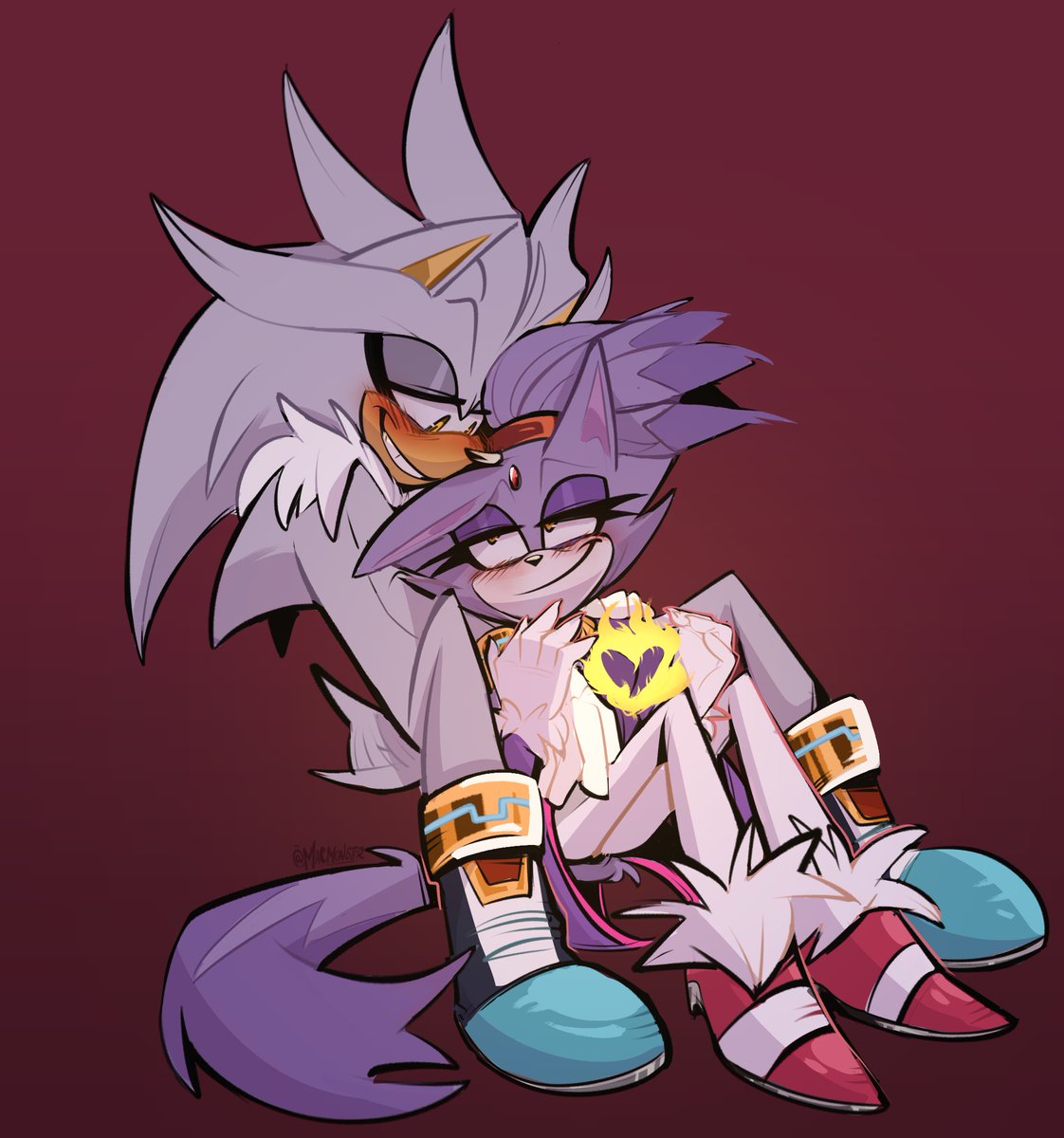 MacMonsterArt's tweet photo. going back to my silvaze roots! 💜🤍 

In the process of turning this into a lovely keychain on ACGGOODS along with other artwork/ships! I'll keep y'all updated 😉

#silvaze #silverthehedgehog #blazethecat #sonicthehedgehog #sth #sonic #sonicthehedgehogart https://t.co/NcC7JURbaX