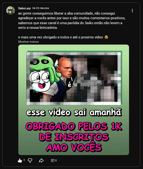 SaikoLarp's tweet photo. conseguimos larpar a aba comunidade galera https://t.co/dJKo5MGFup